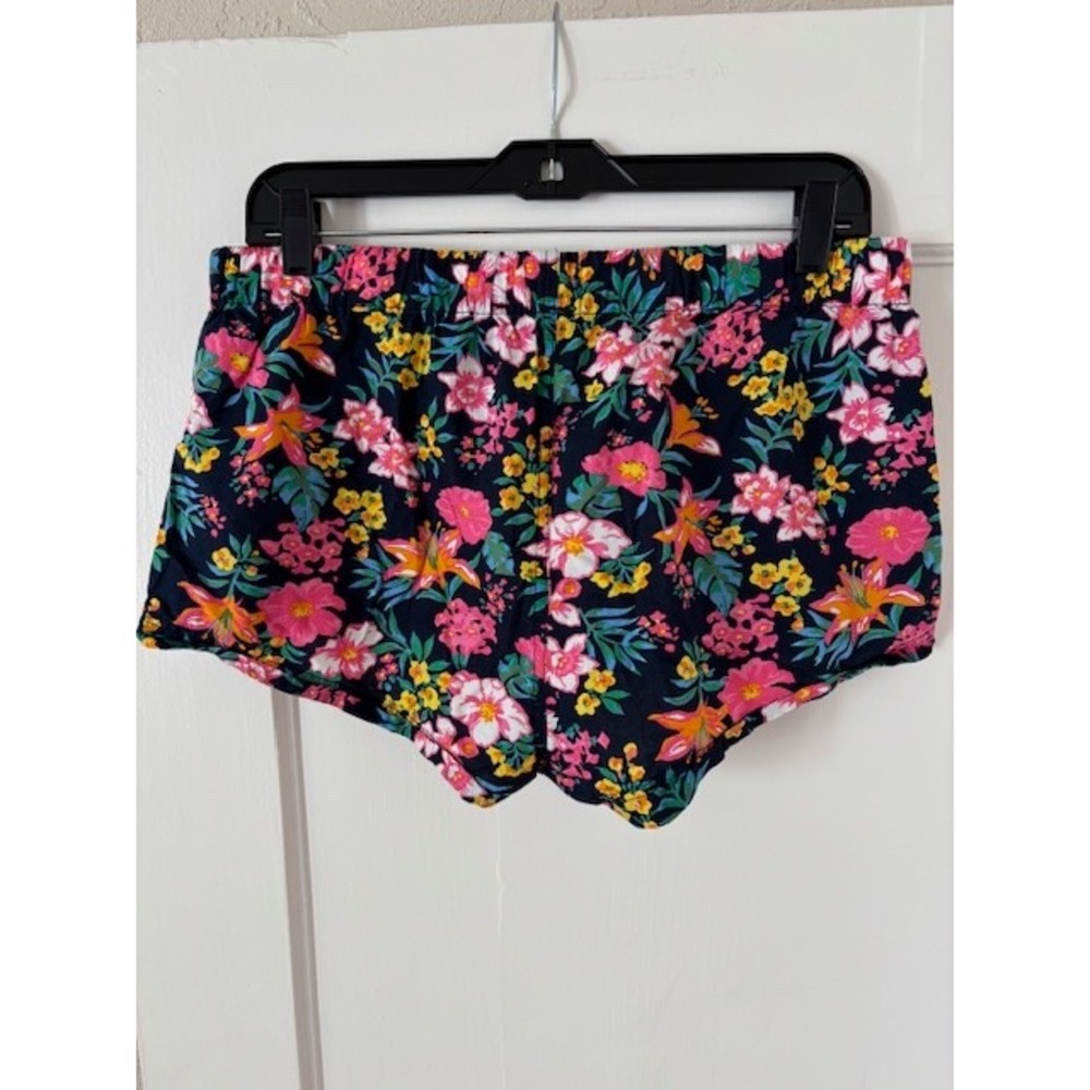 J.Crew Re-Imagined Floral Cotton Pull On Shorts Navy Pink Orange Womens Medium - Picture 3 of 10